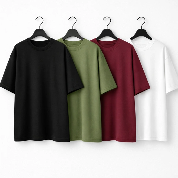 Oversized Plain T-Shirt (Pack of 4) | 240 GSM | Premium Cotton - XL-44