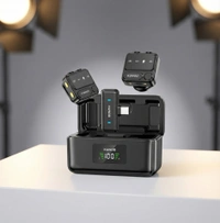 XUNDD X58 Mini Wireless Microphone (2 Mic + 1 Receiver) Colour：Black