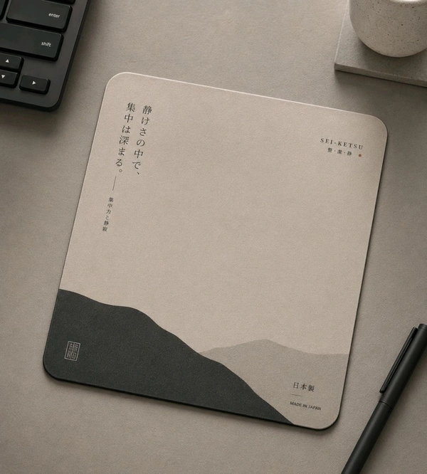 Minimal Beige Mouse Pad Japanese Zen Desk Accessory