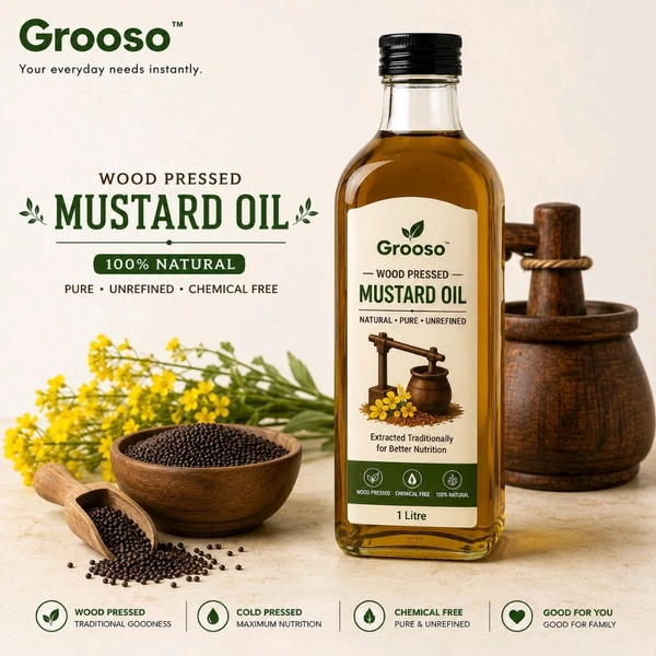 Grooso ๐ผ Wood Pressed Mustard Oil