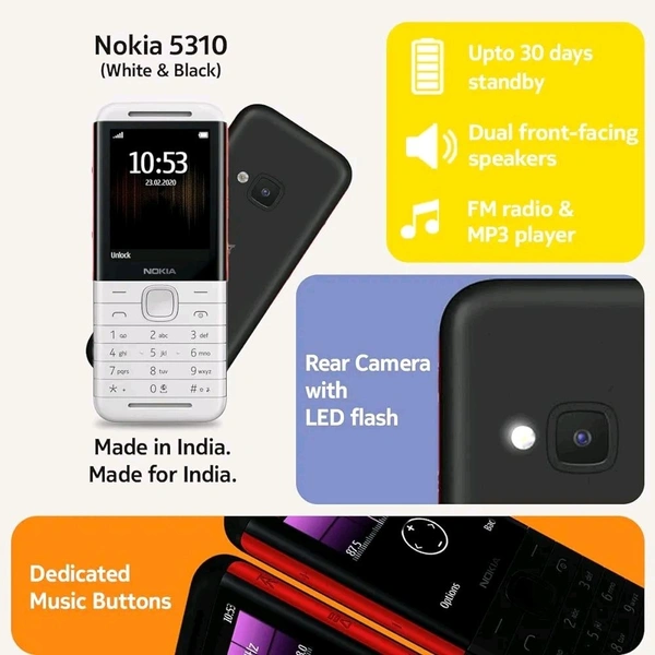 Nokia 5310 Dual SIM Keypad Phone with MP3 Player, Wireless FM Radio and Rear Camera with Flash - Red