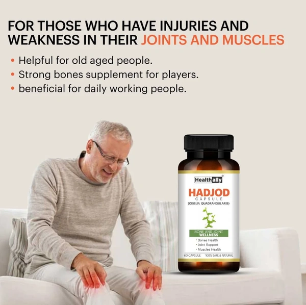 Healthally Hadjod Capsule for Joint Pain | Bones & Joint Strength Capsule (60 Cap) - FREE
