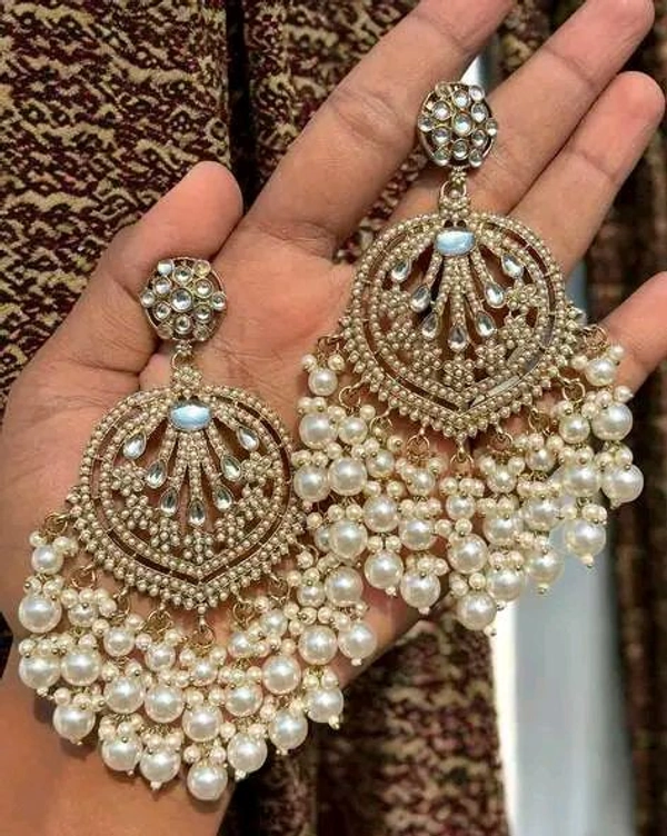 Grand Pearl & Kundan Bridal Earrings