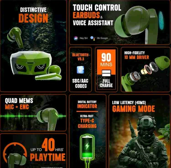 With Mic: YesBluetooth version: 5.3Wireless range: 10 m (green True - Japanese Laurel