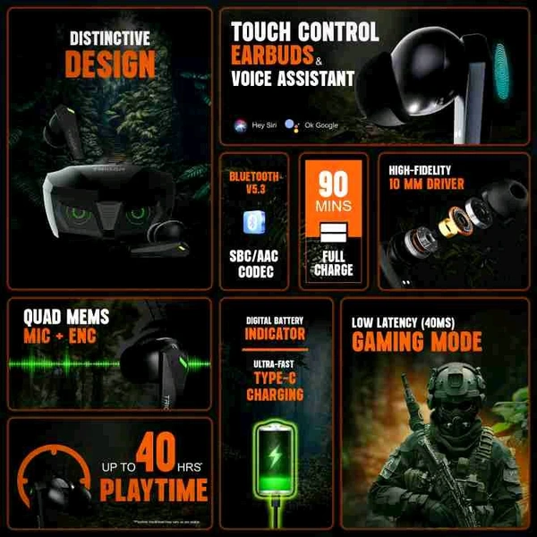 TIGER BLUETOOTH ( Black True) With Mic: YesBluetooth version: 5.3Wireless range: 10 m - Black