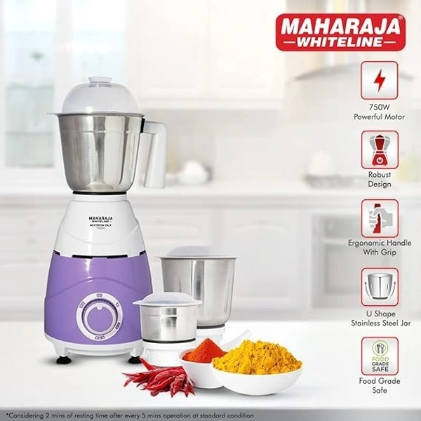 MAHARAJA WHITELINE MIXTRON DLX 750-WATT MIXER GRINDER 3 JARS - White, 36, 29, 21.5