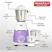 MAHARAJA WHITELINE MIXTRON DLX 750-WATT MIXER GRINDER 3 JARS - White, 36, 29, 21.5