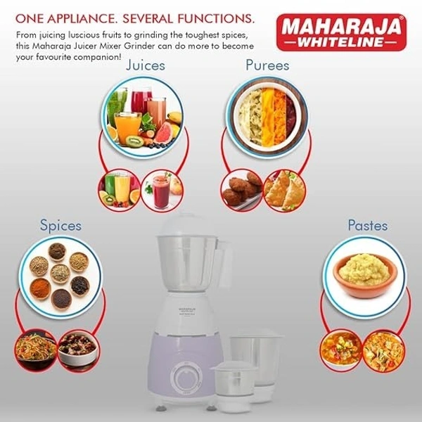 MAHARAJA WHITELINE MIXTRON DLX 750-WATT MIXER GRINDER 3 JARS - White, 36, 29, 21.5