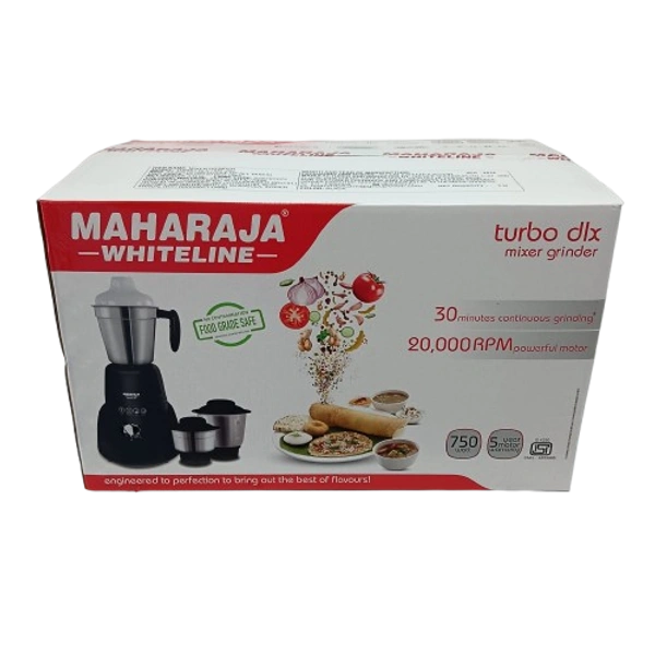 MAHARAJA WHITELINE TURBO DLX 750-WATT MIXER GRINDER 3 JARS - Black, 46.7, 28.6, 29