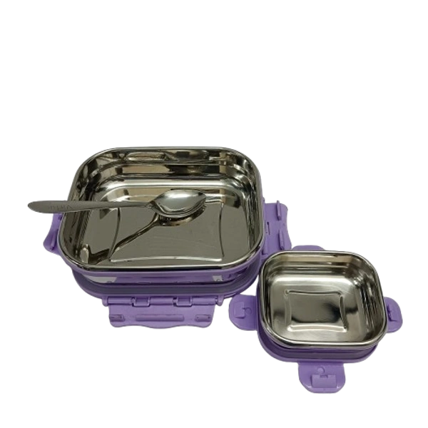 VIRTUE HAPPY MUNCH 2PC SET STAINLESS STEEL LUNCH BOX - Lilac, 16, 7, 12