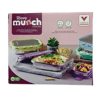 VIRTUE HAPPY MUNCH 2PC SET STAINLESS STEEL LUNCH BOX - Lilac, 16, 7, 12