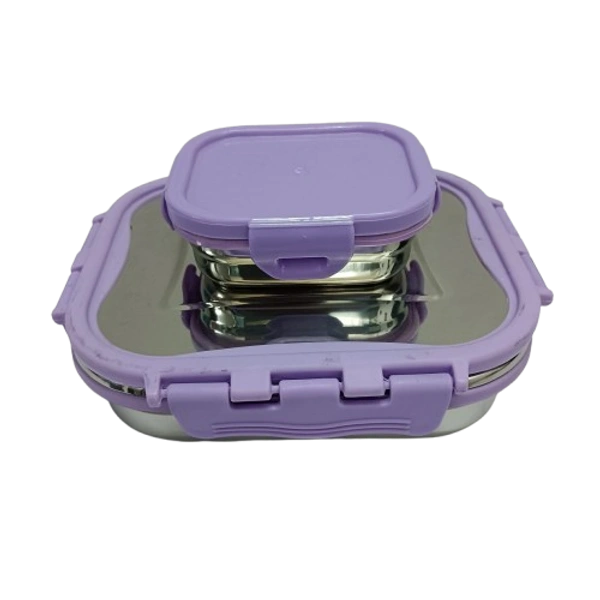 VIRTUE HAPPY MUNCH 2PC SET STAINLESS STEEL LUNCH BOX - Lilac, 16, 7, 12
