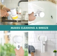 Neo Clean 5-in-1 Electric Magic Cleaning Brush - Multifunctional Scrubber with 2 Brush Heads & Charging Cord for Kitchen, Bathroom, Tiles, Carpet, and Sink Cleaning