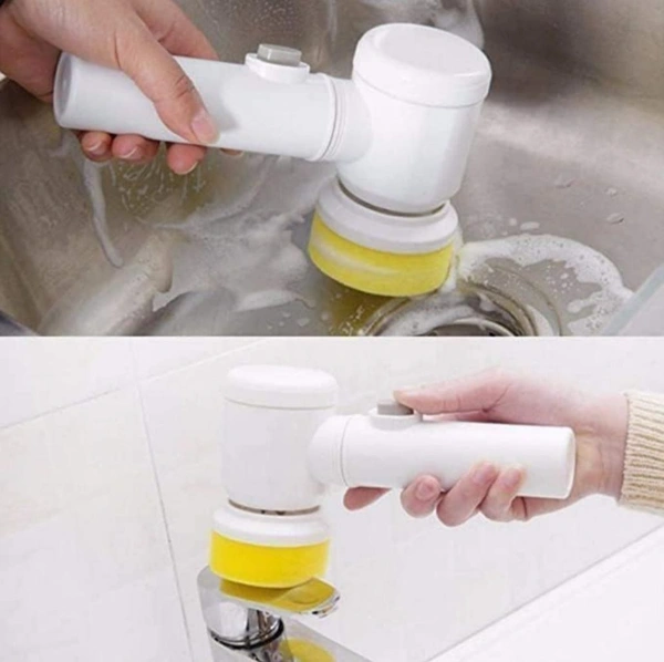 Neo Clean 5-in-1 Electric Magic Cleaning Brush - Multifunctional Scrubber with 2 Brush Heads & Charging Cord for Kitchen, Bathroom, Tiles, Carpet, and Sink Cleaning