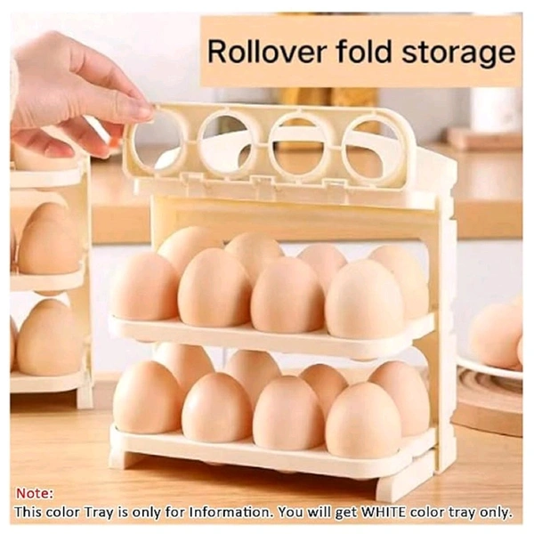 Neo Clean Plastic Foldable 3 Layer Egg Tray | 24 Pieces Egg Storage | Convenient For Refrigerator 