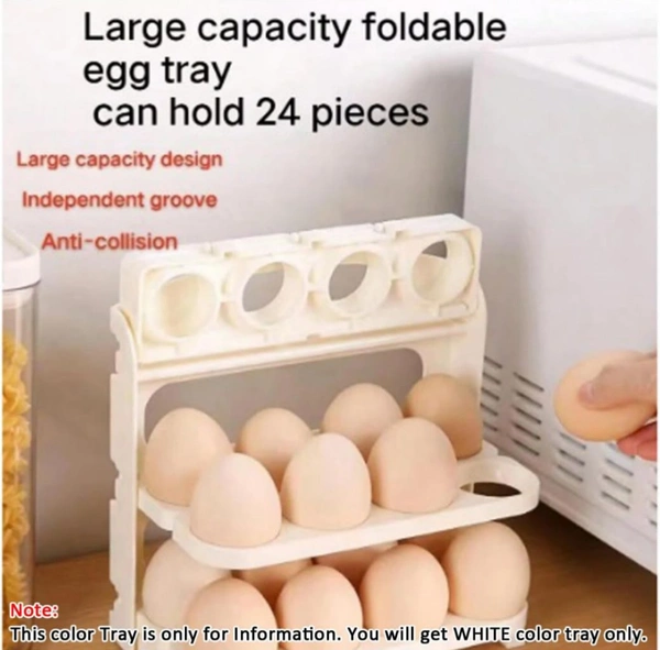 Neo Clean Plastic Foldable 3 Layer Egg Tray | 24 Pieces Egg Storage | Convenient For Refrigerator 