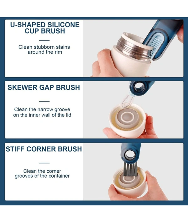 Neo Clean 3 In 1 Bottle Lid Cleaning Brush | Multipurpose Bottle Cap & Crevices Cleaning Brush