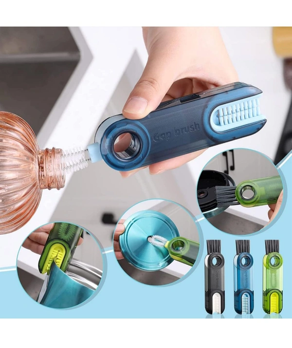 Neo Clean 3 In 1 Bottle Lid Cleaning Brush | Multipurpose Bottle Cap & Crevices Cleaning Brush