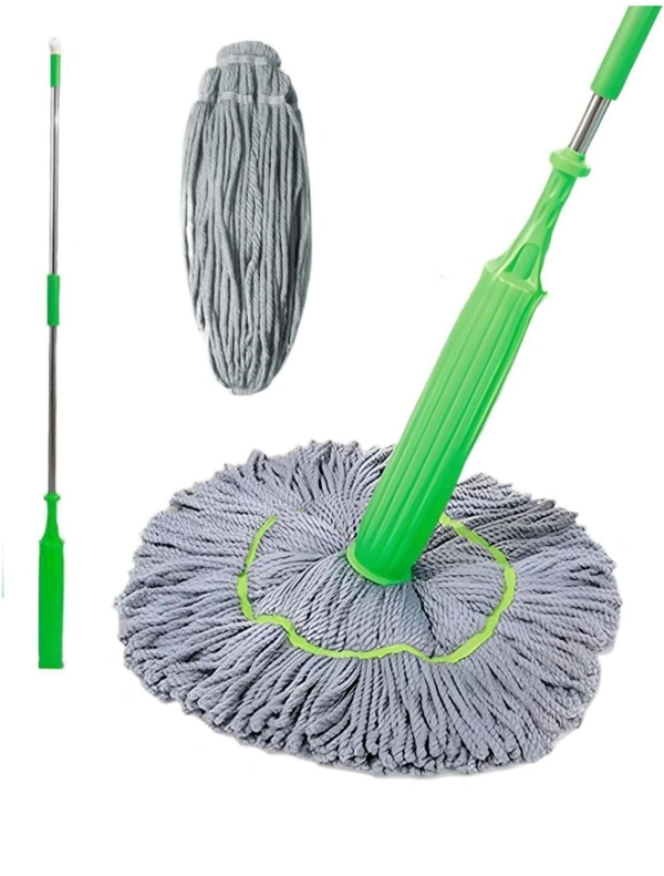 Neo Clean 2-in-1 Self-Wringing Microfiber Floor Cleaning Mop | 360° Rotatable Adjustable Mop for Wet & Dry Use | Bathroom, Home, Office, Outdoor Cleaning (Green)