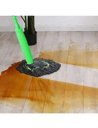Neo Clean 2-in-1 Self-Wringing Microfiber Floor Cleaning Mop | 360° Rotatable Adjustable Mop for Wet & Dry Use | Bathroom, Home, Office, Outdoor Cleaning (Green)