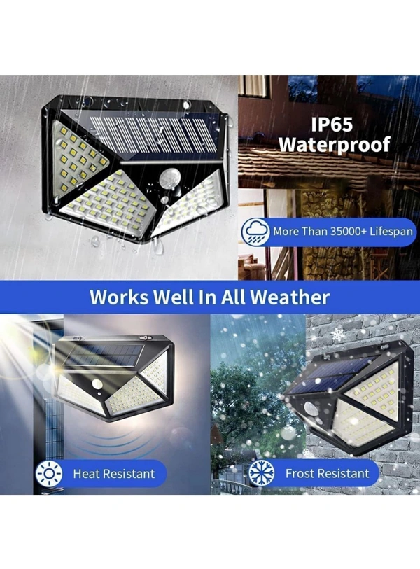 Neo Clean Solar Rechargable Light Outdoor 100 LEDs Solar Motion Sensor Light with Solar Panel and 3 Modes with IP65 Protection, Waterproof and Dustproof with Wide Angle Lighting