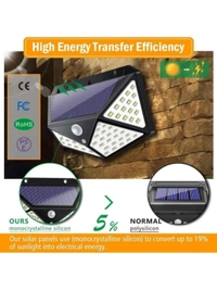 Neo Clean Solar Rechargable Light Outdoor 100 LEDs Solar Motion Sensor Light with Solar Panel and 3 Modes with IP65 Protection, Waterproof and Dustproof with Wide Angle Lighting