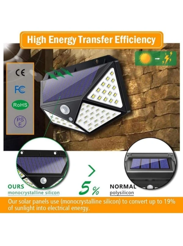 Neo Clean Solar Rechargable Light Outdoor 100 LEDs Solar Motion Sensor Light with Solar Panel and 3 Modes with IP65 Protection, Waterproof and Dustproof with Wide Angle Lighting