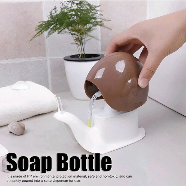 Neo Clean Snail-Shape Liquid Soap Dispenser 200ml – Portable Hand Wash Pump, Push-Type Shampoo Dispenser for Home, Plastic, Brown (Pack of 1)