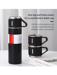 Neo Clean Vacuum Insulated Flask Set with 2 Cups – Keep Drinks Hot or Cold for 24 Hours, Ideal for Coffee, Tea, Milk, with Leak-Proof Design and Portable Travel-Friendly Build (Random Colour)