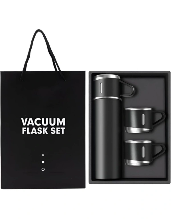 Neo Clean Vacuum Insulated Flask Set with 2 Cups – Keep Drinks Hot or Cold for 24 Hours, Ideal for Coffee, Tea, Milk, with Leak-Proof Design and Portable Travel-Friendly Build (Random Colour)