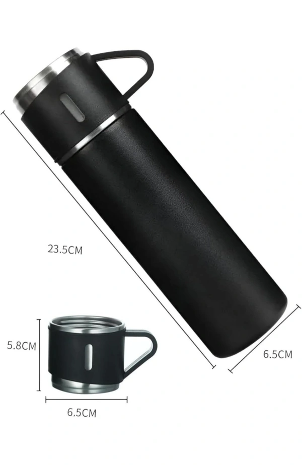 Neo Clean Vacuum Insulated Flask Set with 2 Cups – Keep Drinks Hot or Cold for 24 Hours, Ideal for Coffee, Tea, Milk, with Leak-Proof Design and Portable Travel-Friendly Build (Random Colour)