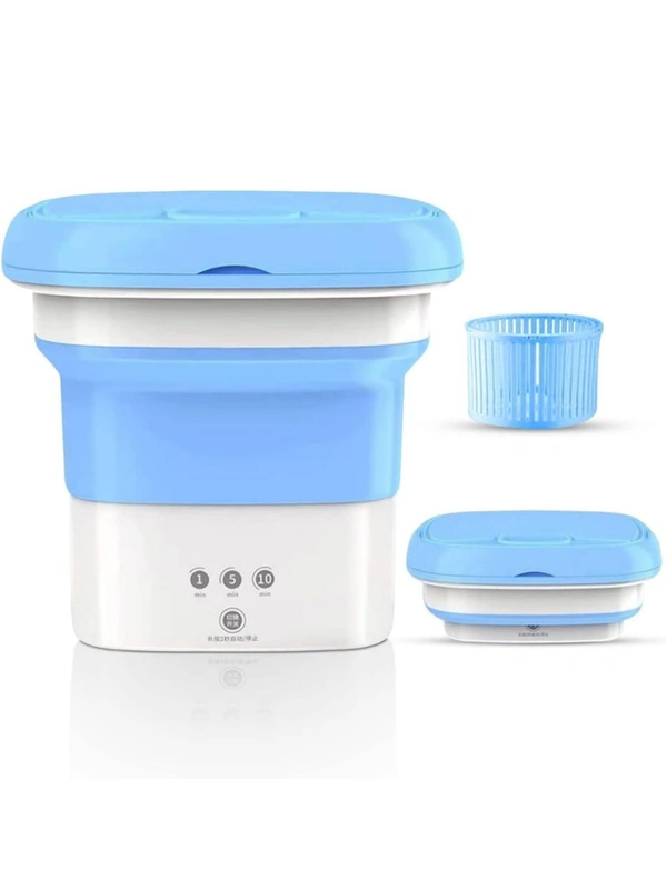 Neo Clean Mini Foldable Washing Machine | 0.8 Kg Portable Mini Top Loading Washing Machine, Foldable Bucket Washer with Modes, Single Person Use Mobile Washing & Spin Dry for Baby Clothes, Travel, Hostel, Lightweight (Multi)