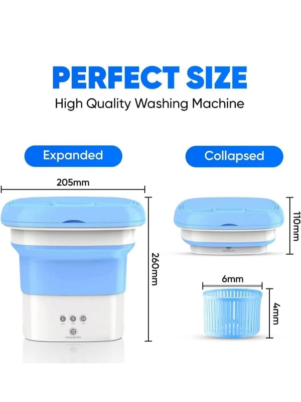 Neo Clean Mini Foldable Washing Machine | 0.8 Kg Portable Mini Top Loading Washing Machine, Foldable Bucket Washer with Modes, Single Person Use Mobile Washing & Spin Dry for Baby Clothes, Travel, Hostel, Lightweight (Multi)