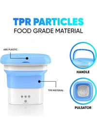 Neo Clean Mini Foldable Washing Machine | 0.8 Kg Portable Mini Top Loading Washing Machine, Foldable Bucket Washer with Modes, Single Person Use Mobile Washing & Spin Dry for Baby Clothes, Travel, Hostel, Lightweight (Multi)
