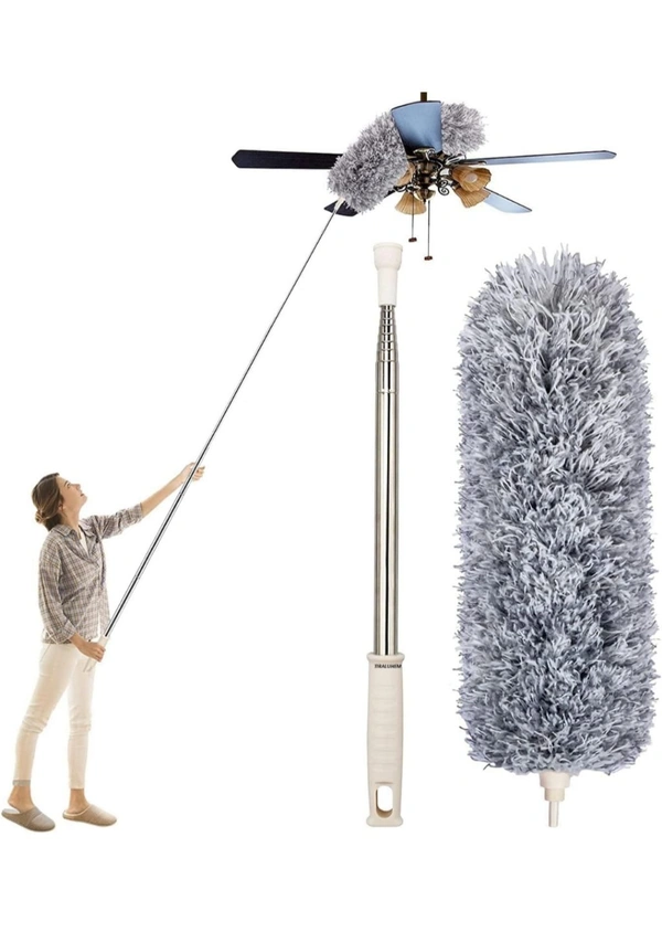 Neo Clean Microfiber Feather Duster | Bendable & Extendable Fan Cleaning Duster with 100 inches Expandable Pole Handle for High Ceilings (Large)