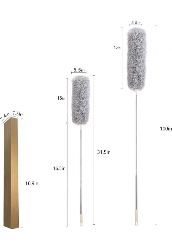 Neo Clean Microfiber Feather Duster | Bendable & Extendable Fan Cleaning Duster with 100 inches Expandable Pole Handle for High Ceilings (Large)