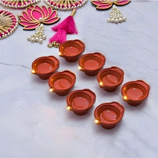 Neo Clean LED Water Sensor Diya for Home – Battery-Operated E-Diya with Warm Yellow Lights, Ideal for Diwali and Festive Decorations, Minimalist Design, Set of 12