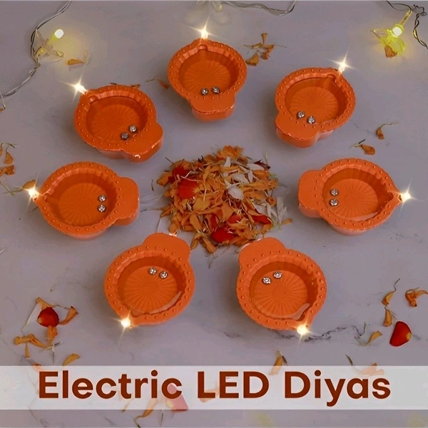 Neo Clean LED Water Sensor Diya for Home – Battery-Operated E-Diya with Warm Yellow Lights, Ideal for Diwali and Festive Decorations, Minimalist Design, Set of 12