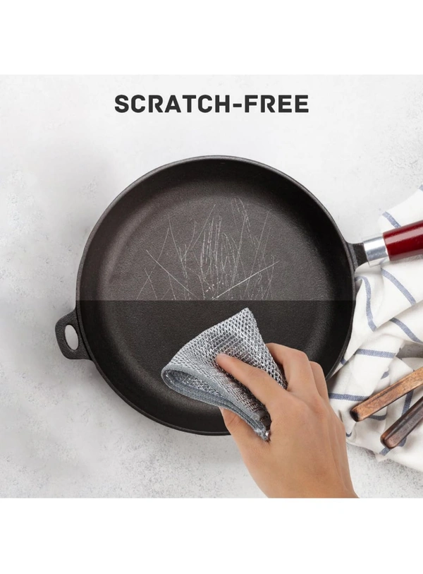 Neo Clean Multipurpose Non-Scratch Scrubbing Wire Dishwashing Cloths, Double Stainless Steel Scrubber, Reusable Wire Dish Towels for Wet and Dry Use, Kitchen Cleaning Rags (Pack of 6)