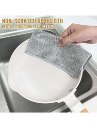 Neo Clean Multipurpose Non-Scratch Scrubbing Wire Dishwashing Cloths, Double Stainless Steel Scrubber, Reusable Wire Dish Towels for Wet and Dry Use, Kitchen Cleaning Rags (Pack of 6)