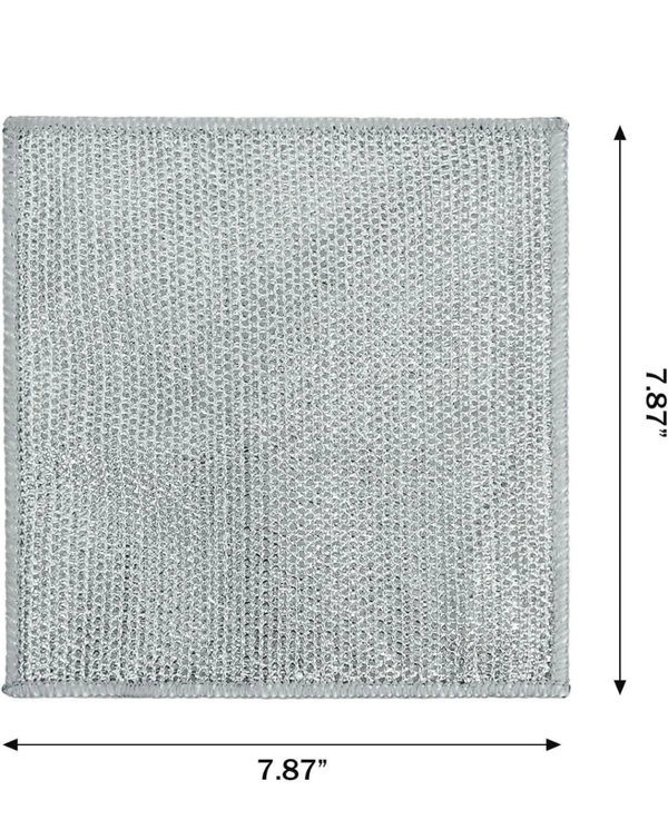 Neo Clean Multipurpose Non-Scratch Scrubbing Wire Dishwashing Cloths, Double Stainless Steel Scrubber, Reusable Wire Dish Towels for Wet and Dry Use, Kitchen Cleaning Rags (Pack of 6)