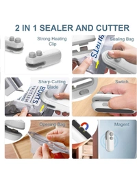 Neo Clean Mini Bag Sealer | Handheld Heat Sealing Machine for Food, Snacks & Plastic Bags | Portable Resealer with Cutter & Rechargeable Battery