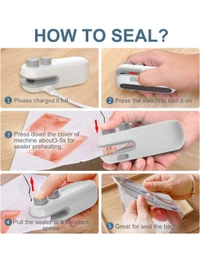 Neo Clean Mini Bag Sealer | Handheld Heat Sealing Machine for Food, Snacks & Plastic Bags | Portable Resealer with Cutter & Rechargeable Battery