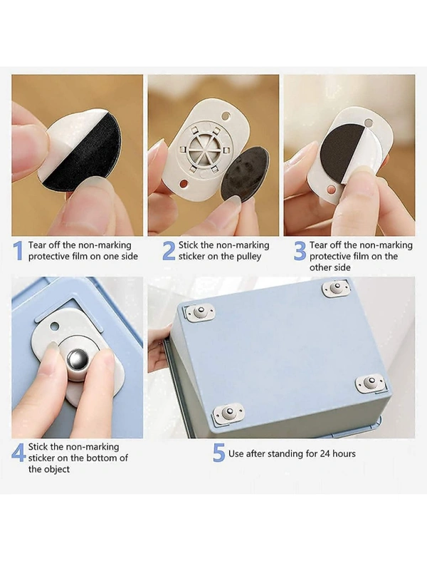 Neo Clean Self-Adhesive Mini Swivel Caster Wheels, Universal 360° Rotating Wheels for Furniture and Storage Boxes, Suitable for Various Storage Containers (Pack Of 12)