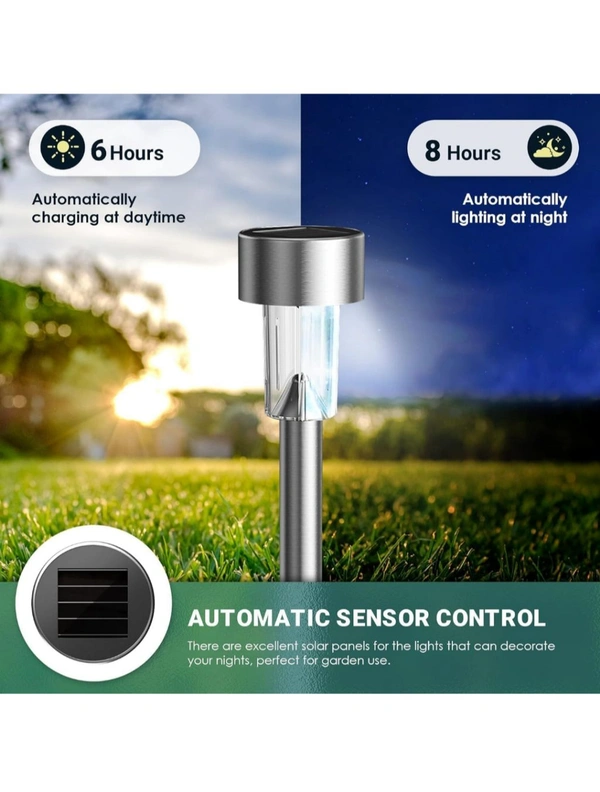 Neo Clean Solar Pathway Lights – Wireless Smart Solar Lamp, IP44 Waterproof with Auto On/Off Feature. Outdoor Solar Stake Light, Perfect for Garden Decoration, Lawn, Pathway, and Balcony (Pack of 2).