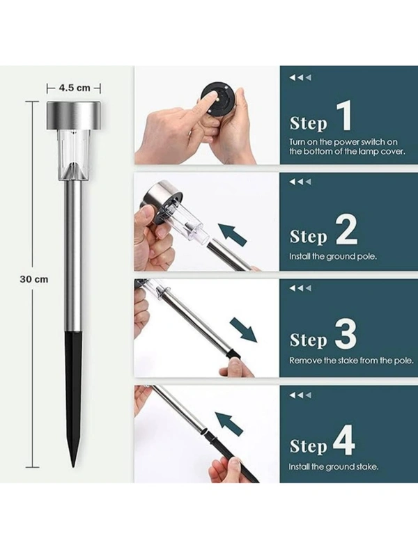 Neo Clean Solar Pathway Lights – Wireless Smart Solar Lamp, IP44 Waterproof with Auto On/Off Feature. Outdoor Solar Stake Light, Perfect for Garden Decoration, Lawn, Pathway, and Balcony (Pack of 2).