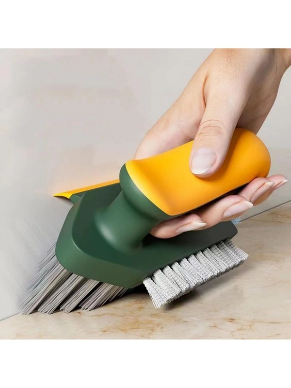 Neo Clean 4-in-1 Tile Grout Cleaner and Floor Scrub Brush with Squeegee, 1-Piece V-Shaped Gap Scrub Brush with Stiff Bristles, Crevice Cleaning Tool for Floors, Windows, Sinks, and Kitchen (Tile Brush)