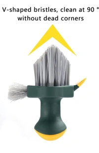 Neo Clean 4-in-1 Tile Grout Cleaner and Floor Scrub Brush with Squeegee, 1-Piece V-Shaped Gap Scrub Brush with Stiff Bristles, Crevice Cleaning Tool for Floors, Windows, Sinks, and Kitchen (Tile Brush)