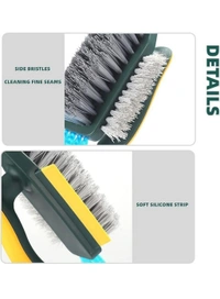 Neo Clean 4-in-1 Tile Grout Cleaner and Floor Scrub Brush with Squeegee, 1-Piece V-Shaped Gap Scrub Brush with Stiff Bristles, Crevice Cleaning Tool for Floors, Windows, Sinks, and Kitchen (Tile Brush)