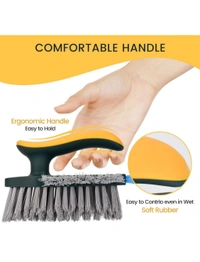 Neo Clean 4-in-1 Tile Grout Cleaner and Floor Scrub Brush with Squeegee, 1-Piece V-Shaped Gap Scrub Brush with Stiff Bristles, Crevice Cleaning Tool for Floors, Windows, Sinks, and Kitchen (Tile Brush)